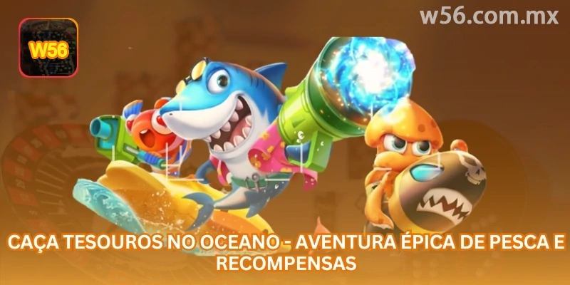 Caça Tesouros no Oceano combina jogo de pesca, criaturas especiais, armas virtuais e recompensas em uma aventura visual de cassino online.